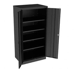 Tennsco - 5 Shelf Locking Storage Cabinet - Steel, 36" Wide x 24" Deep x 72" High, Black - Makers Industrial Supply