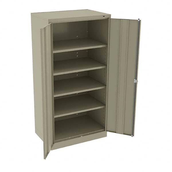 Tennsco - 5 Shelf Locking Storage Cabinet - Steel, 36" Wide x 24" Deep x 72" High, Sand - Makers Industrial Supply