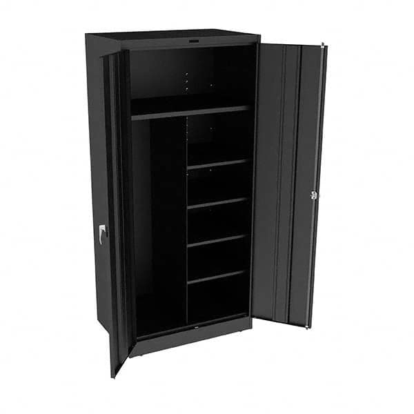 Tennsco - 6 Shelf Combination Storage Cabinet - Steel, 36" Wide x 24" Deep x 78" High, Black - Makers Industrial Supply