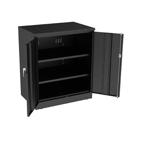 Tennsco - 3 Shelf Locking Storage Cabinet - Steel, 36" Wide x 24" Deep x 42" High, Black - Makers Industrial Supply