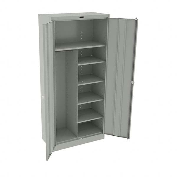 Tennsco - 6 Shelf Combination Storage Cabinet - Steel, 36" Wide x 18" Deep x 78" High, Light Gray - Makers Industrial Supply