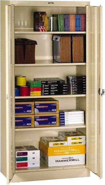 Tennsco - 5 Shelf Locking Storage Cabinet - Steel, 36" Wide x 18" Deep x 72" High, Sand - Makers Industrial Supply