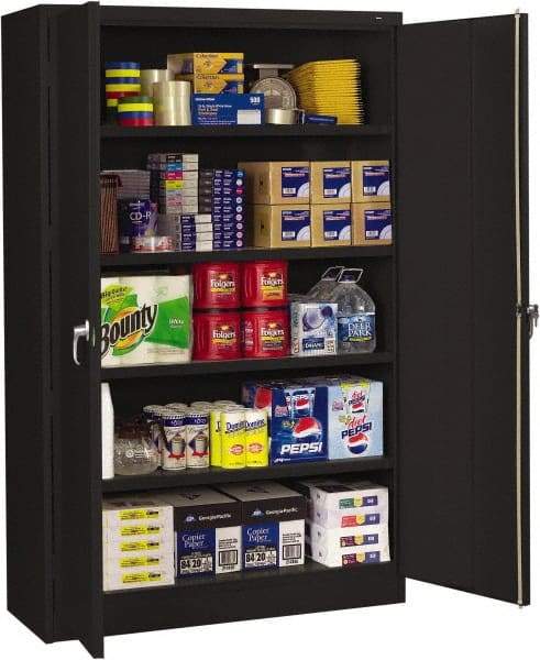 Tennsco - 5 Shelf Locking Storage Cabinet - Steel, 48" Wide x 18" Deep x 78" High, Black - Makers Industrial Supply