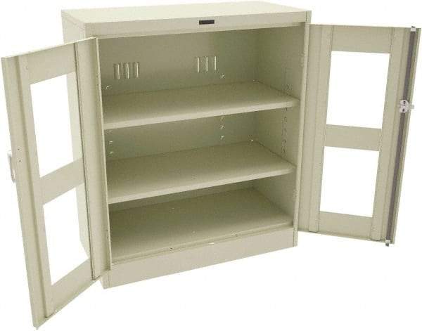 Tennsco - 3 Shelf Visible Storage Cabinet - Steel, 36" Wide x 18" Deep x 42" High, Champagne/Putty - Makers Industrial Supply