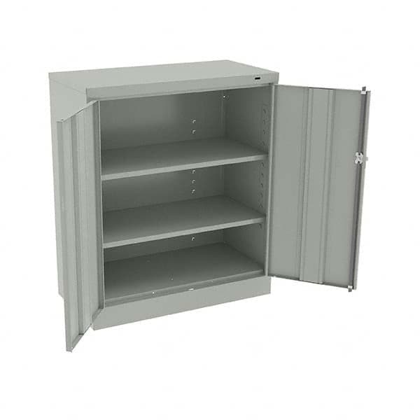 Tennsco - 3 Shelf Locking Storage Cabinet - Steel, 36" Wide x 18" Deep x 42" High, Light Gray - Makers Industrial Supply