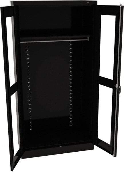 Tennsco - 2 Shelf Wardrobe Storage Cabinet - Steel, 36" Wide x 18" Deep x 72" High, Black - Makers Industrial Supply