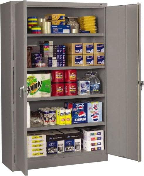 Tennsco - 5 Shelf Locking Storage Cabinet - Steel, 48" Wide x 18" Deep x 78" High, Medium Gray - Makers Industrial Supply