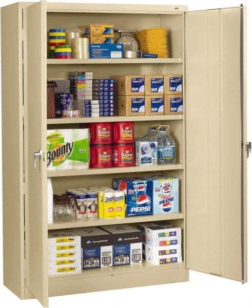 Tennsco - 5 Shelf Locking Storage Cabinet - Steel, 48" Wide x 18" Deep x 78" High, Champagne/Putty - Makers Industrial Supply