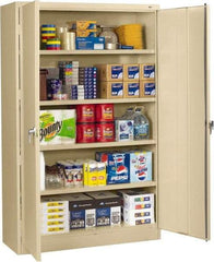 Tennsco - 5 Shelf Locking Storage Cabinet - Steel, 48" Wide x 18" Deep x 78" High, Champagne/Putty - Makers Industrial Supply