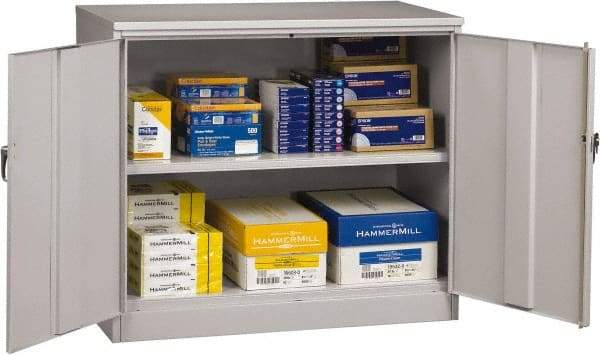 Tennsco - 2 Shelf Locking Storage Cabinet - Steel, 48" Wide x 24" Deep x 42" High, Light Gray - Makers Industrial Supply