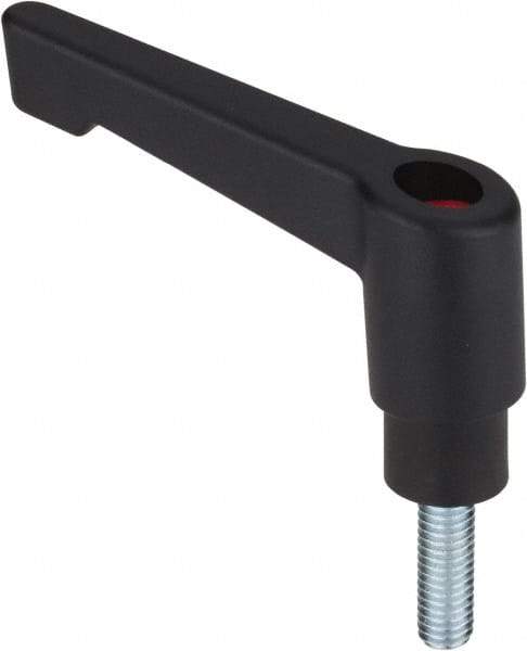 Morton Machine Works - 1/4-20, 0.47" Hub Diam, Glass Fiber Reinforced Plastic Stud Type Adjustable Clamping Handle - 0.59" Stud Length, 1.65" OAL, 1.97" High - Makers Industrial Supply