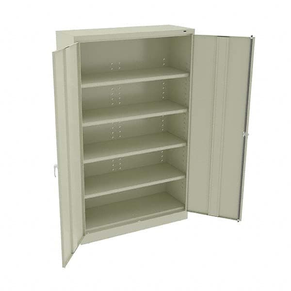 Tennsco - 5 Shelf Locking Storage Cabinet - Steel, 48" Wide x 18" Deep x 78" High, Champagne/Putty - Makers Industrial Supply