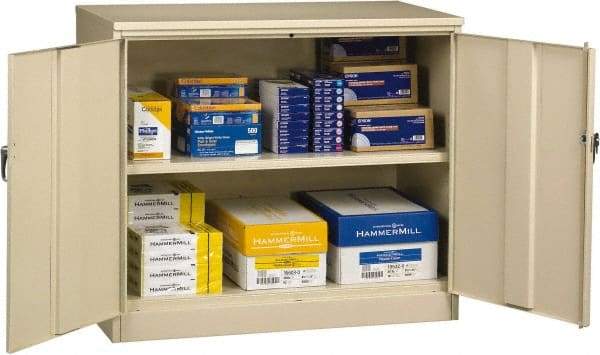 Tennsco - 2 Shelf Locking Storage Cabinet - Steel, 48" Wide x 24" Deep x 42" High, Champagne/Putty - Makers Industrial Supply