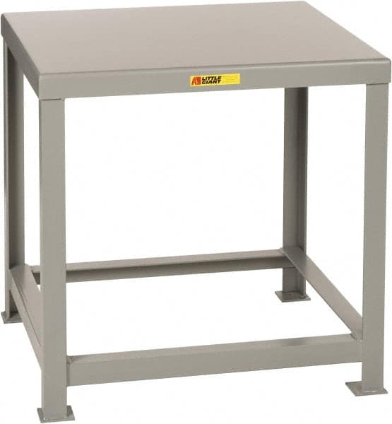 Little Giant - 30 Wide x 16" Deep x 30" High, 7 Gauge Steel Heavy-Duty Machine Table - Fixed Legs, Gray - Makers Industrial Supply