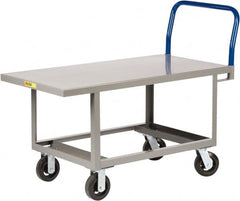 Little Giant - 2,000 Lb Capacity Steel 6-Wheeled Platform Truck - Steel Deck, 30" OAW, 60" Platform Length, Mold On Rubber Casters - Makers Industrial Supply