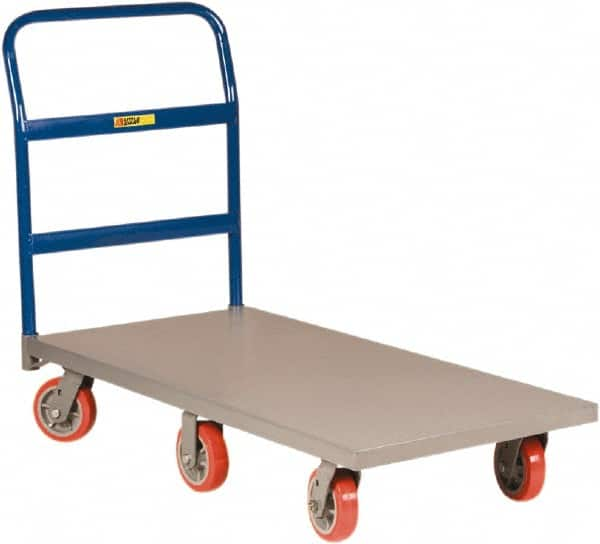 Little Giant - 3,600 Lb Capacity Steel 6-Wheeled Platform Truck - Steel Deck, 36" OAW, 72" Platform Length, Polyurethane Casters - Makers Industrial Supply