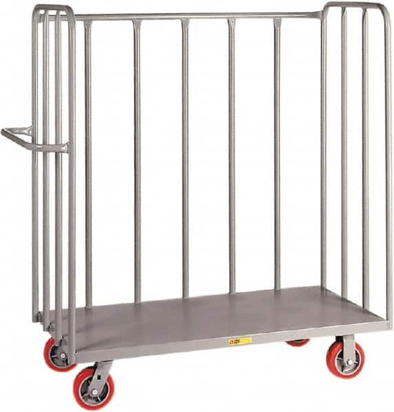 Little Giant - 3,600 Lb Capacity Steel 3-Sided Truck - Steel Deck, 30" OAW, 60" Platform Length, Polyurethane Casters - Makers Industrial Supply