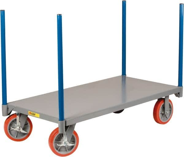 Little Giant - 3,600 Lb Capacity Steel Pipe Stake Truck - Steel Deck, 24" OAW, 36" Platform Length, Polyurethane Casters - Makers Industrial Supply