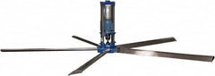 Patterson Fan - 5 Blades, 24' Blade Length, 400,867 CFM High Performance Industrial Ceiling Fan - 48 RPM, 220V, Blue & Silver - Makers Industrial Supply