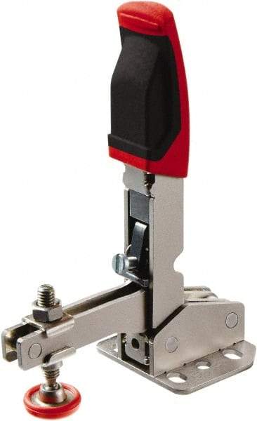 Bessey - 450 Lb Holding Capacity, Vertical Handle, Manual Hold Down Toggle Clamp - 55° Handle Movement, 45° Bar Opening, U-Bar, Flanged Base, Carbon Steel - Makers Industrial Supply