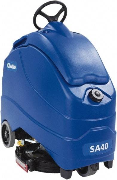 Clarke - 20" Cleaning Width, Battery Powered Floor Scrubber - 0.66 hp, 140 RPM, 12 Gal Tank Capacity, Series SA40 - Makers Industrial Supply