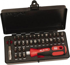 Wiha - Bit Set - 1/8 to 7/32" Hex, #1 to #3, 1/4" Drive, Phillips, Hex, Torx, Square, Pozidriv Point - Makers Industrial Supply