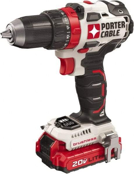 Porter-Cable - 20 Volt 1/2" Chuck Mid-Handle Cordless Drill - 0-1800 RPM, Keyless Chuck, Reversible, 2 Lithium-Ion Batteries Included - Makers Industrial Supply