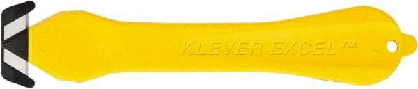 Klever Innovations - Fixed Safety Cutter - 1-1/4" Carbon Steel Blade, Yellow Plastic Handle, 1 Blade Included - Makers Industrial Supply