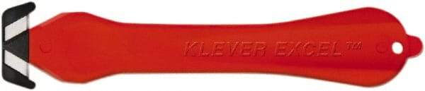 Klever Innovations - Fixed Safety Cutter - 1-1/4" Carbon Steel Blade, Red Plastic Handle, 1 Blade Included - Makers Industrial Supply