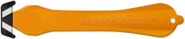 Klever Innovations - Fixed Safety Cutter - 1-1/4" Carbon Steel Blade, Orange Plastic Handle, 1 Blade Included - Makers Industrial Supply