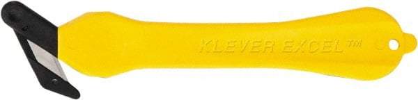 Klever Innovations - Fixed Safety Cutter - 1-1/4" Carbon Steel Blade, Yellow Plastic Handle, 1 Blade Included - Makers Industrial Supply