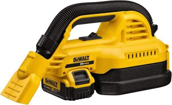 DeWALT - 0.5 Gal Plastic Tank, Battery Powered Wet/Dry Vacuum - 0.33 Peak hp, 20 Volt, 1-1/4" Hose Fitting, Cordless, HEPA Filter, Accessories Included - Makers Industrial Supply