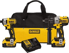 DeWALT - 20 Volt Cordless Tool Combination Kit - Includes 1/2" Brushless Hammerdrill & 1/4" Brushless Compact Impact Driver, Lithium-Ion Battery Included - Makers Industrial Supply