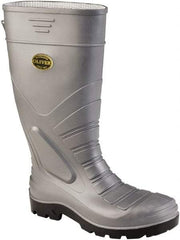 OLIVER - Men's Size 8 Wide Width Steel Knee Boot - Gray, PVC/Nitrile Blend Upper, PVC/Nitrile Blend Outsole, 16" High, Pull-On, Heat Resistant, Puncture Resistant - Makers Industrial Supply