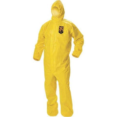 KleenGuard - Size 2XL PE Film Chemical Resistant Coveralls - Yellow, Zipper Closure, Elastic Cuffs, Elastic Ankles, Taped Seams, ISO Class 1, 2 & 3 - Makers Industrial Supply