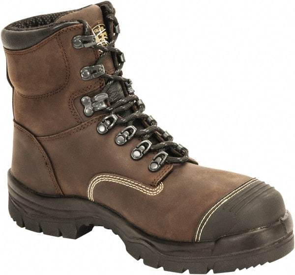 OLIVER - Men's Size 7.5 Wide Width Steel Work Boot - Brown, Leather Upper, Polyurethane/Rubber Outsole, 6" High, Lace-Up - Makers Industrial Supply