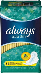 Always - Folded Sanitary Napkins - Regular Absorbency, Up to 8 Hours LeakGuard Protection - Makers Industrial Supply