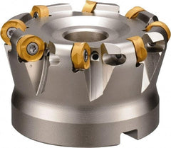 Kyocera - 4" Cut Diam, 5.9944mm Max Depth, 5/8" Arbor Hole, 9 Inserts, ROMU 12... Insert Style, Indexable Copy Face Mill - MRW Cutter Style, 10,600 Max RPM, 1.969" High, Through Coolant, Series RAD-8 - Makers Industrial Supply