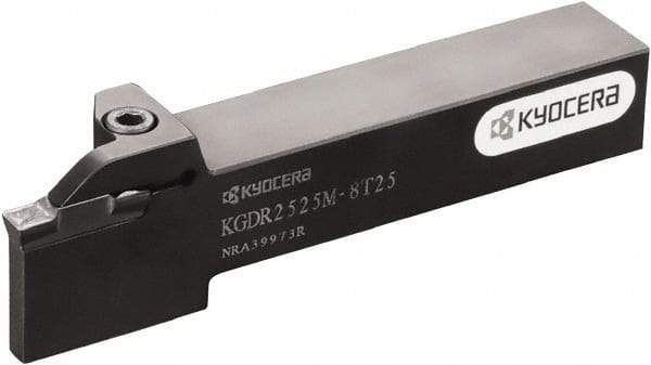 Kyocera - KGD, External, Left Hand, 10mm Max Depth of Cut, 5 to 6mm Groove Width, Indexable Grooving Tool Holder - Multiple Insert Compatibility, 25mm Shank Height, 25mm Shank Width, 150mm OAL - Makers Industrial Supply