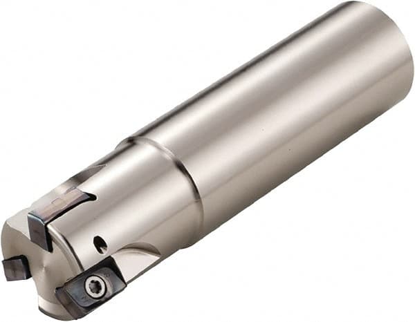 Kyocera - 5/8" Cut Diam, 0.393" Max Depth of Cut, 1/2" Shank Diam, 2-3/4" OAL, Indexable Square Shoulder End Mill - LOMU 1004..ER-GH, LOMU 1004..ER-GM, LOMU 1004..ER-SM Inserts, Weldon Shank, 90° Lead Angle, Series M-Four - Makers Industrial Supply