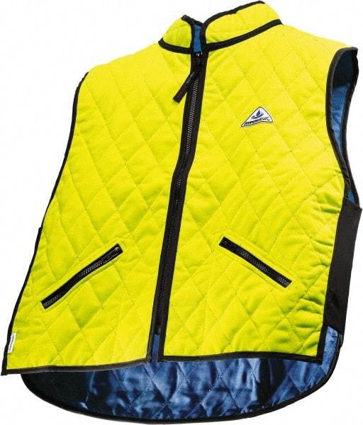 Techniche - Size L, High Visibility Lime Cooling Vest - Zipper Front, Nylon, HyperKewl - Makers Industrial Supply