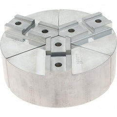 Abbott Workholding Products - 6" Max Chuck Capacity, Serrated Interface, Round Soft Lathe Chuck Jaw - 3 Jaw, Aluminum, 42.88mm Btw Mount Hole Ctrs, 6" Wide, 2" High, 18.75mm Groove, 5/16" Fastener - Makers Industrial Supply