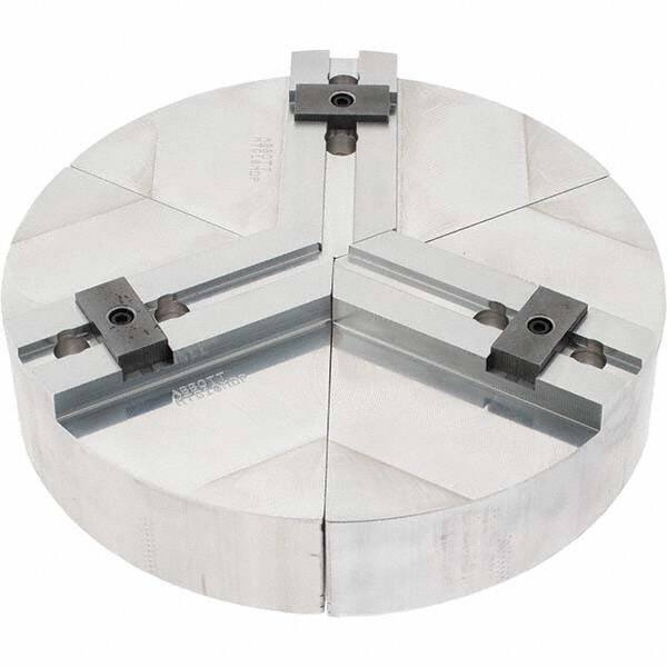 Abbott Workholding Products - 10" Max Chuck Capacity, Tongue & Groove Interface, Round Soft Lathe Chuck Jaw - 3 Jaw, Aluminum, 40mm Btw Mount Hole Ctrs, 10" Wide, 2" High, 12mm Groove, 12mm Fastener - Makers Industrial Supply