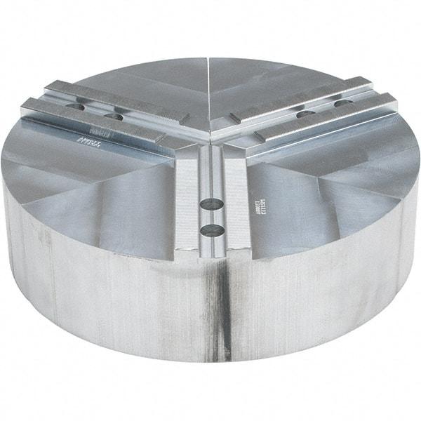 Abbott Workholding Products - 15" Max Chuck Capacity, 1.5mm x 60° Serrated Interface, Round Soft Lathe Chuck Jaw - 3 Jaw, Aluminum, 1.6929" Btw Mount Hole Ctrs, 15" Wide, 4" High, 20mm Fastener - Makers Industrial Supply