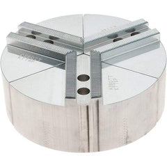 Abbott Workholding Products - 6" Max Chuck Capacity, 1.5mm x 60° Serrated Interface, Round Soft Lathe Chuck Jaw - 3 Jaw, Aluminum, 0.7874" Btw Mount Hole Ctrs, 6" Wide, 2" High, 10mm Fastener - Makers Industrial Supply