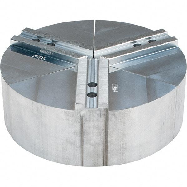 Abbott Workholding Products - 12" Max Chuck Capacity, 1.5mm x 60° Serrated Interface, Round Soft Lathe Chuck Jaw - 3 Jaw, Aluminum, 1.1811" Btw Mount Hole Ctrs, 12" Wide, 4" High, 14mm Fastener - Makers Industrial Supply