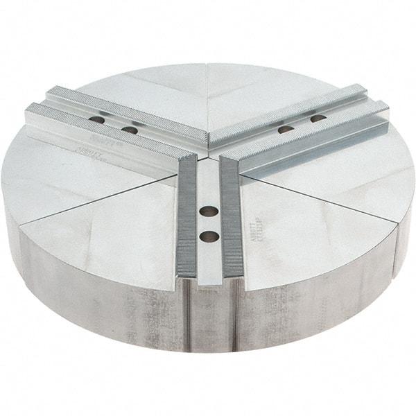 Abbott Workholding Products - 10" Max Chuck Capacity, 1.5mm x 60° Serrated Interface, Round Soft Lathe Chuck Jaw - 3 Jaw, Aluminum, 1.1811" Btw Mount Hole Ctrs, 12" Wide, 2" High, 12mm Fastener - Makers Industrial Supply