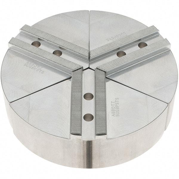 Abbott Workholding Products - 8" Max Chuck Capacity, 1.5mm x 60° Serrated Interface, Round Soft Lathe Chuck Jaw - 3 Jaw, Aluminum, 1.1811" Btw Mount Hole Ctrs, 8" Wide, 2" High, 10mm Fastener - Makers Industrial Supply