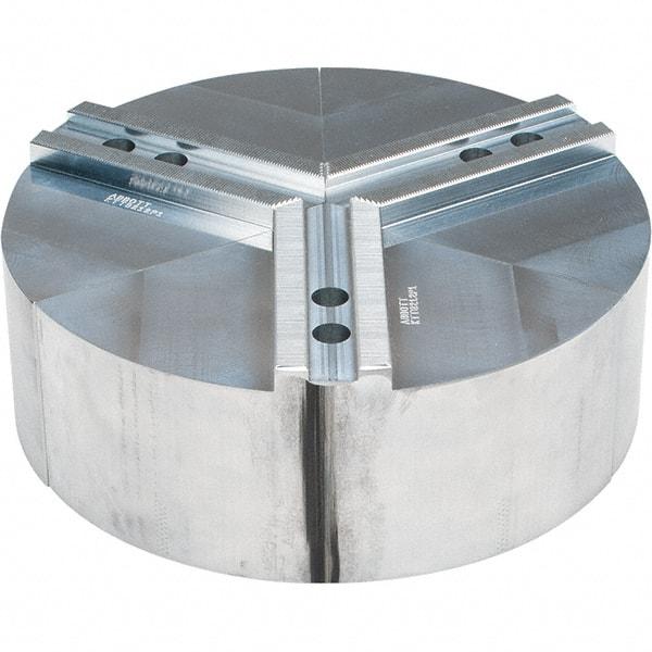 Abbott Workholding Products - 12" Max Chuck Capacity, 1.5mm x 60° Serrated Interface, Round Soft Lathe Chuck Jaw - 3 Jaw, Aluminum, 1.1811" Btw Mount Hole Ctrs, 12" Wide, 4" High, 16mm Fastener - Makers Industrial Supply