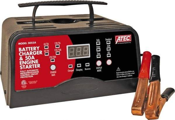 ATEC - 6/12 Volt Automatic Charger - 10 Amps/2 Amps, 50 Starter Amps - Makers Industrial Supply